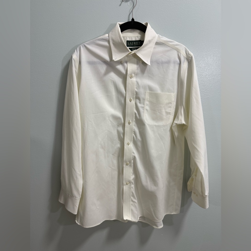 Lauren Ralph Lauren Mens Slim Fit Non Iron Dress Shirt White 16 32/33